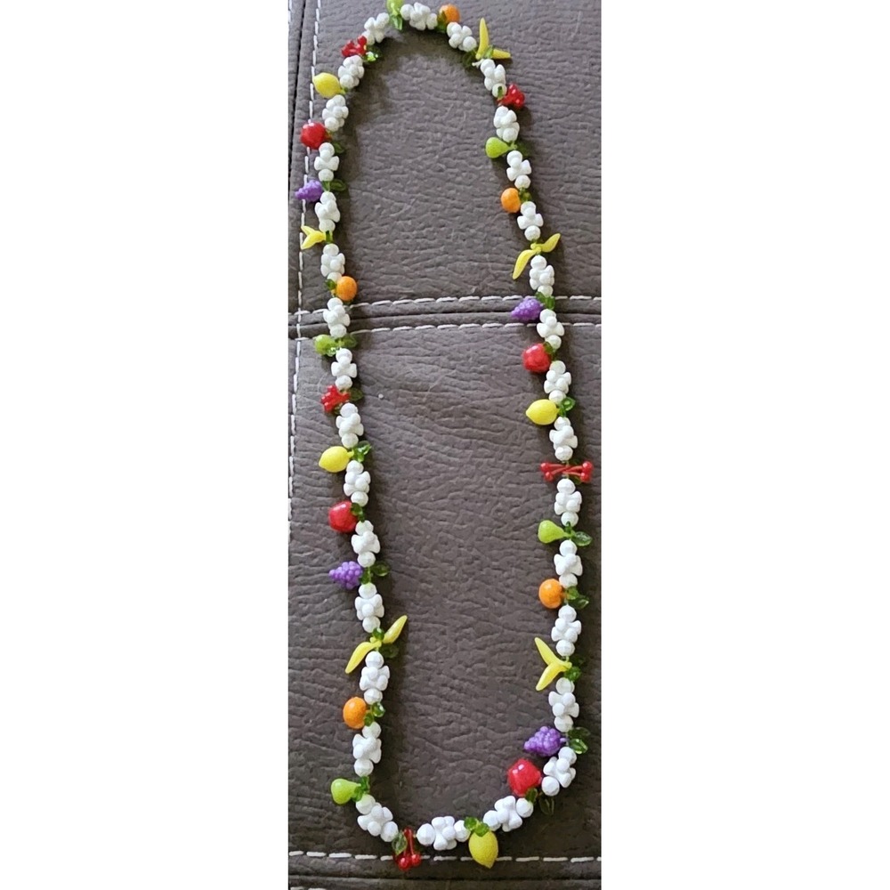 Vtg Fruit Salid Lucite Germany Necklace Orange Pear Banana Apple Cherry Lemon